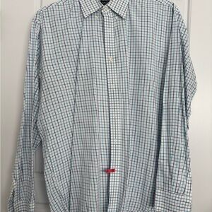 Nautica Men's White and Blue Checkered Dress Shirt